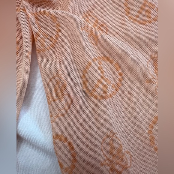 Looney Tunes Peach Graphic Mesh Bell bottom cinched waist Y2K Pants L - Picture 12 of 12
